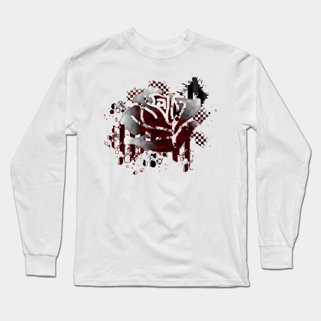 Grunge Rose Red Long Sleeve T-Shirt by Not Meow Designs 